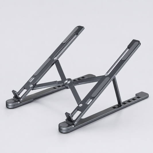 Adjustable Aluminum Laptop Stand – Foldable Ergonomic Desk Riser for Laptops & Tablets