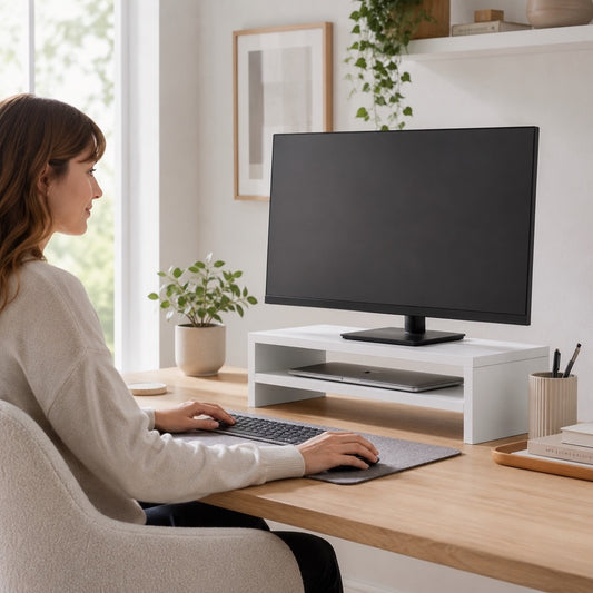 Wood Monitor Stand Riser | Desktop Organizer for Monitor & Laptop