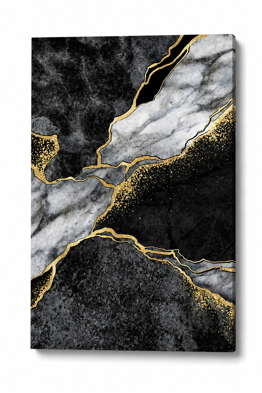 Black & Gold Marble Canvas Wall Art | Modern Luxury Abstract Wall Decor