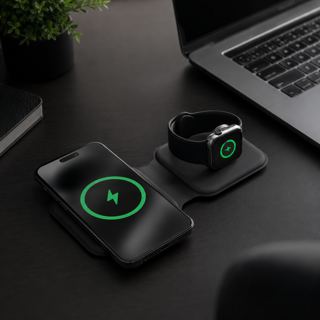 Foldable 2-in-1 Magnetic Wireless Charging Pad – 15W Fast Charging