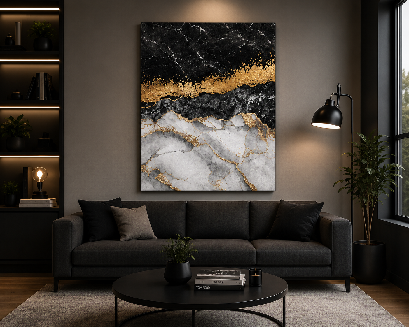 Black & Gold Marble Canvas Wall Art | Modern Luxury Abstract Wall Decor
