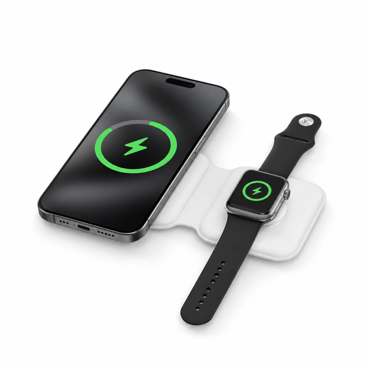 Foldable 2-in-1 Magnetic Wireless Charging Pad – 15W Fast Charging