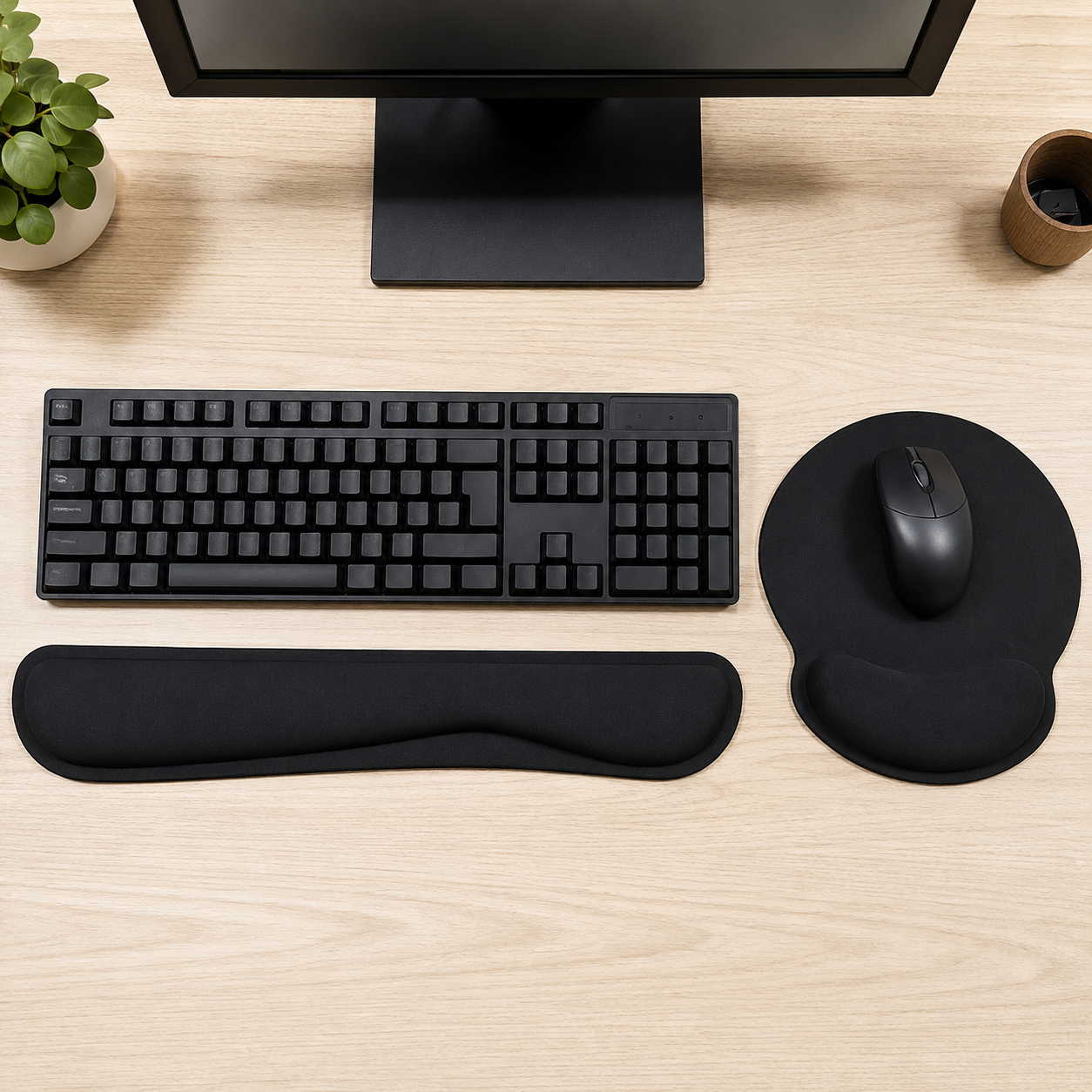 Ergonomic Memory Foam Keyboard Wrist Rest & Mouse Pad Set