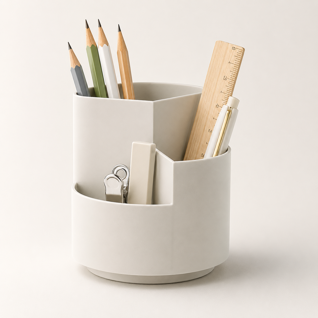 Rotating Desktop Pencil Holder | Multi-Compartment Desk Organizer