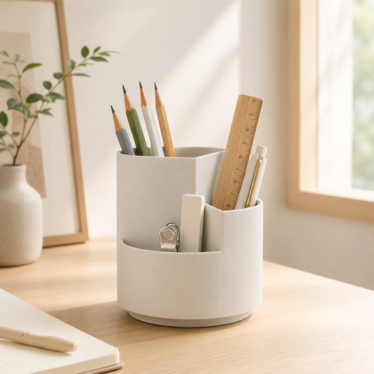 Rotating Desktop Pencil Holder | Multi-Compartment Desk Organizer