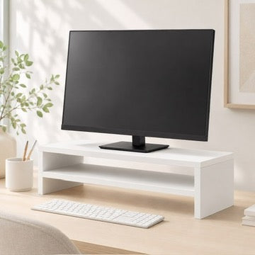 Wood Monitor Stand Riser | Desktop Organizer for Monitor & Laptop