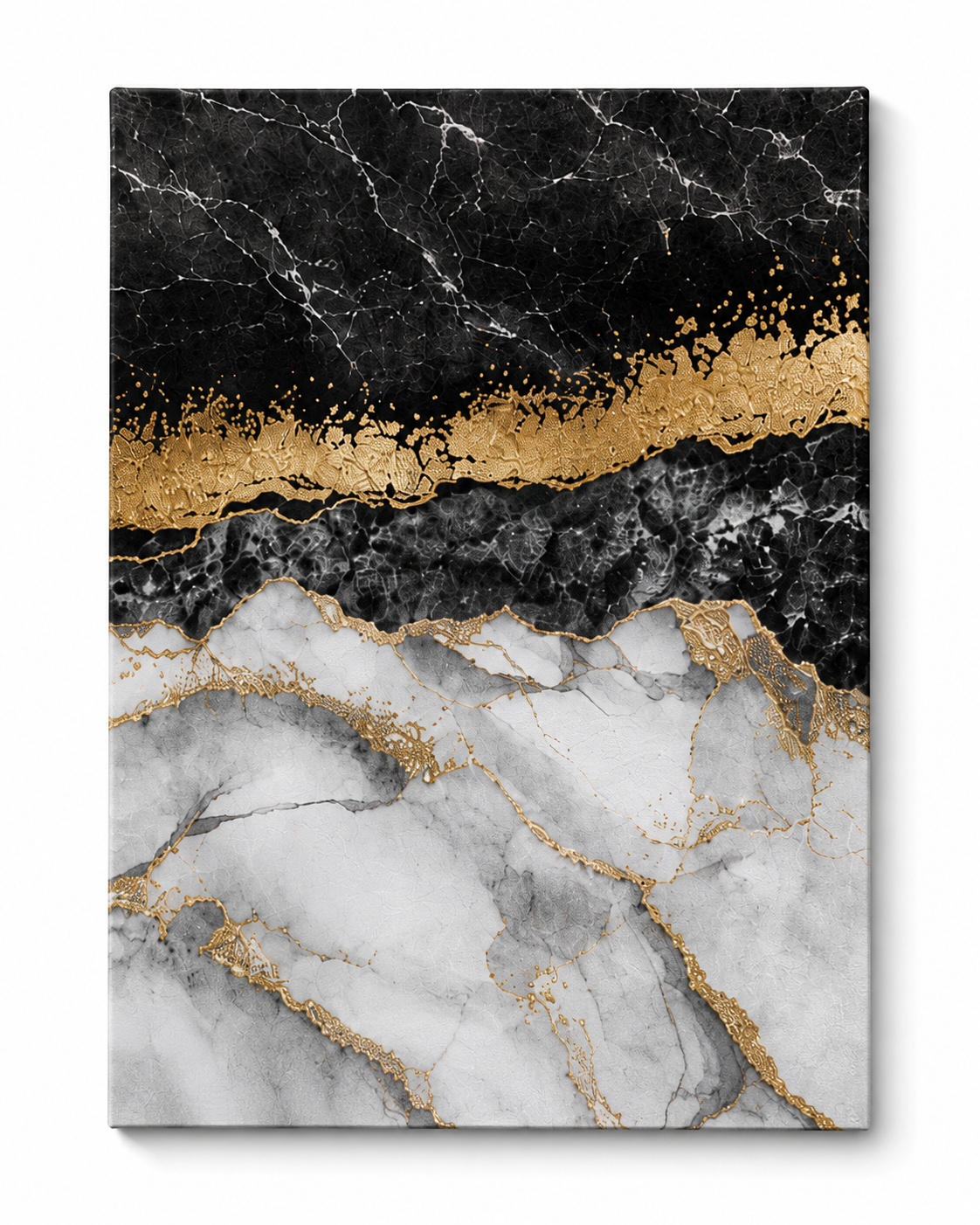Black & Gold Marble Canvas Wall Art | Modern Luxury Abstract Wall Decor