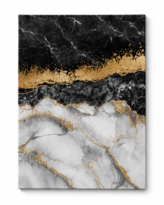 Black & Gold Marble Canvas Wall Art | Modern Luxury Abstract Wall Decor