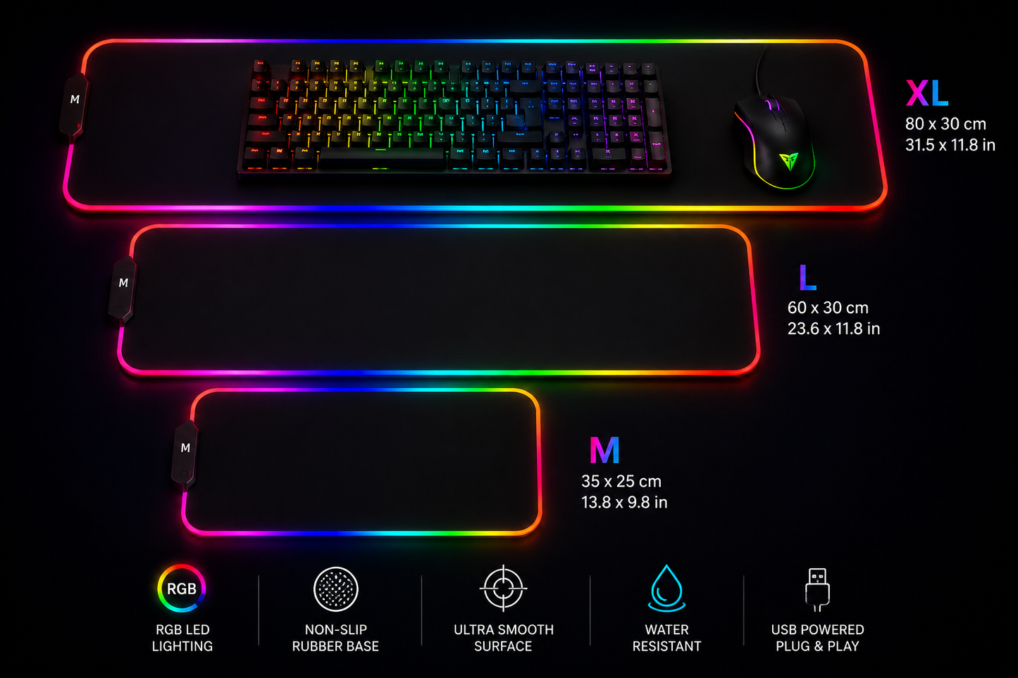 RGB LED Gaming Mouse Pad – Extended XXL Desk Mat