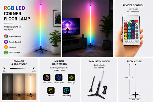 RGB LED Corner Floor Lamp