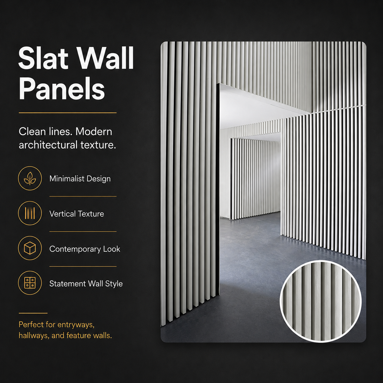 Modern Slat Architecture Canvas Wall Art | Minimalist Luxury Décor